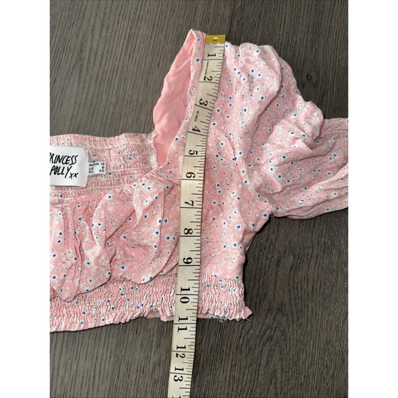 Princess Polly Mini Skirt Crop Top Matching Set Women 8 Pink White Floral Ruffle - Picture 5 of 12